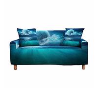 FANSU Copridivani Elastici 1 2 3 4 Posti, Copridivano con Stampa Mare 3D, Universale Copridivani con Braccioli Divano Protector, Poliestere Copri Divano (Livello del Mare,3 posti(190-230cm))