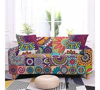 FANSU Copridivani Elastici 1 2 3 4 Posti, Copridivano Mandala in Stile Indiano 3D, Universale Copridivani con Braccioli Divano Protector, Poliestere Copri Divano (Stile Etnico,3 posti(190-230cm))