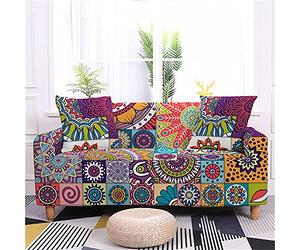 FANSU Copridivani Elastici 1 2 3 4 Posti, Copridivano Mandala in Stile Indiano 3D, Universale Copridivani con Braccioli Divano Protector, Poliestere Copri Divano (Stile Etnico,3 posti(190-230cm))
