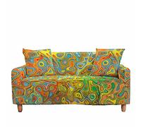 FANSU Copridivano Elasticizzato Universale 1/2/3/4 Posti, 3D Ghiaccio in Fusione Stampa Fodera per Divano, Poliestere Antiscivolo Copertura Divano con Braccioli + 1 Federe (Giallo Nobile,4 posti)