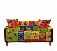 FANSU Copridivano Elasticizzato Universale Antiscivolo 1/2/3/4 Posti,Fodera per Divano con Etnico Tribale 3D,Poliestere Antiscivolo Copri Divano con Braccioli+1 Federe (Patchwork,2 posti/145~185cm)