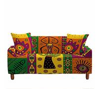 FANSU Copridivano Elasticizzato Universale Antiscivolo 1/2/3/4 Posti,Fodera per Divano con Etnico Tribale 3D,Poliestere Antiscivolo Copri Divano con Braccioli+1 Federe (Occhi Viola,2 posti/145~185cm)