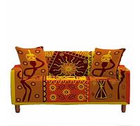 FANSU Copridivano Elasticizzato Universale Antiscivolo 1/2/3/4 Posti,Fodera per Divano con Etnico Tribale 3D,Poliestere Antiscivolo Copri Divano con Braccioli+1 Federe (ballando,3 posti/190~230cm)