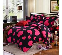 FANSU Copripiumino Una Piazza E Mezza 200x200cm-Copripiumino Matrimoniale Bambina in 100% Microfibra 3 Pezzi con 2 Federa(50x75CM) cme Chiusura a Cerniera - Rosso Cuori