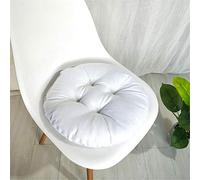 FANSU Cuscini per Sedie da Giardino Tondo, Lino Morbido Trapuntati Tinta Unita Cuscino da Pavimento Cuscino da Seggiolino Tatami Imbottitura Spessa Decorazione (Bianca,50×50×9cm)