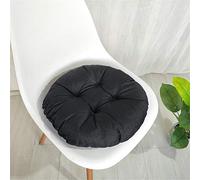 FANSU Cuscini per Sedie da Giardino Tondo, Lino Morbido Trapuntati Tinta Unita Cuscino da Pavimento Cuscino da Seggiolino Tatami Imbottitura Spessa Decorazione (Nero,40×40×9cm)