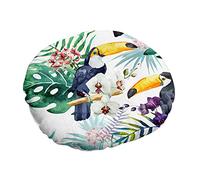 FANSU Cuscini per Sedie Rotonde, Uccello Stampa Cuscini per Sedie da Giardino Lino Cuscini da Sedie Spessa Tatami Cuscini Sedie per Soggiorno Cucina Patio Esterno (40x40x6cm,Tucano-Monstera)
