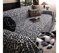 FANSU Invernale Telo Copridivano 1 2 3 4 Posti Calore Peluche Copri Divano Multiuso Copridivani Copridivano AntiGraffio Gatto Protezione Leopardo per Mobili e Divano Coperta (180x230cm,Bianco)