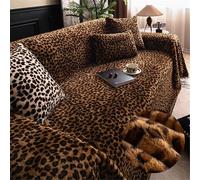 FANSU Invernale Telo Copridivano 1 2 3 4 Posti Calore Peluche Copri Divano Multiuso Copridivani Copridivano AntiGraffio Gatto Protezione Leopardo per Mobili e Divano Coperta (180x260cm,caffè)