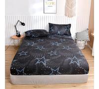 FANSU Lenzuolo con Angoli Singolo Matrimoniale Elasticizzato Lenzuolo Sotto Morbida Microfibra Coprimaterasso Traspirante Lenzuola Letto e una Piazza e Mezza (Stella blu,200x220+25cm)