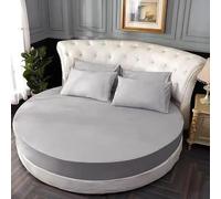 FANSU Lenzuolo Sotto Rotondo Coprimaterasso,100% Cotone Elastic Lenzuolo,200X200 Lenzuola con Angoli Singolo Matrimoniale Grigio Chiaro Coprimaterasso Traspirante Elasticità