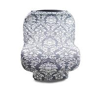 Fansu Multiuso Copertura Allattamento al Seno Stampa Taglia Larga Sciarpa per Allattamento, Coprisedile per Passeggino/Carrello Spesa, Mamma Protezione Privacy (Damasco Grigio)