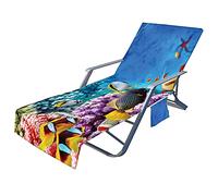 FANSU Oceano Telo Mare per Lettino da Spiaggia, Microfibra Portatile Asciugamano Mare con Tasche, Ideale per Sportivo e Viaggio (Blu,75x210cm)