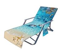 FANSU Oceano Telo Mare per Lettino da Spiaggia, Microfibra Portatile Asciugamano Mare con Tasche, Ideale per Asciugamano Sportivo da Viaggio Bagno (Delfino,75x210cm)