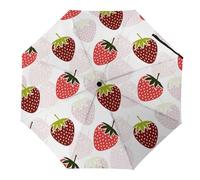 FANSU Ombrello Pieghevole, Portatile Ombrelli, Umbrella Pieghevoli da Viaggio, Resistenti Leggero Antivento Compatto, Universale per Uomini Donna, Stampe di Frutta (Fragole fortunate)
