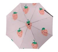 FANSU Ombrello Pieghevole, Portatile Ombrelli, Umbrella Pieghevoli da Viaggio, Resistenti Leggero Antivento Compatto, Universale per Uomini Donna, Stampe di Frutta (Fragole estive)