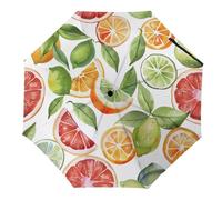 FANSU Ombrello Pieghevole, Portatile Ombrelli, Umbrella Pieghevoli da Viaggio, Resistenti Leggero Antivento Compatto, Universale per Uomini Donna, Stampe di Frutta (Limone verde)
