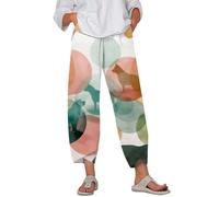 FANSU Pantaloni Harem Donna Taglie Comode Estivi Baggy con Tasche (Stampa 4,4XL)