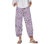 FANSU Pantaloni Harem Donna Taglie Comode Estivi Baggy con Tasche (Stile Floreale 4,M)