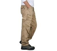 FANSU Pantaloni Uomo Tasche Laterali Militare Invernali, Tasconi Larghi Pantaloni Militare Elasticizzati Trekking Baggy Slim Lunghi Classici Casual Calzoni (Cachi,XXL)