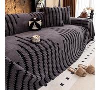 FANSU Peluche Telo Copridivano Grande Copri Divano 1 2 3 4 5 Posti Jacquard Copridivano Antigraffio Gatto Copriletto Protezione per Mobili e Divano Antiscivolo copridivani (Grigio,180x300cm)