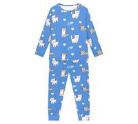 FANSU Pigiama Maniche Lunghe per Bambino Due Pezzi Pigiami Set, Stampa di Gatti 3D Autunno Bambina Ragazzi e Ragazze Pigiami Pantaloni + T Shirt per 3-16 Anni