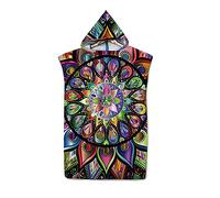 FANSU Poncho Surf con Cappuccio Asciugamano, Cambiarsi con Microfibra Accappatoio Telo da Bagno Assorbente per Mare Spiaggia,Nuoto,Adulto e Bambini Donne & Uomini (Fiori Multicolori,65x75cm)