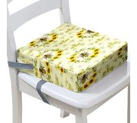 FANSU Rialzo da Sedia per Bambini Stampa di Ape Comodo e Smontabile Cuscino Seduta per Sedia Cuscino Alzasedia con Cinghie Lavabile per Seggioloni Alza Sedia (Ape mellifera,40x40x10cm)