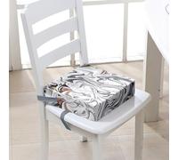 FANSU Rialzo da Sedia per Bambini, Stampa di Marmo Smontabile Cuscino Seduta per Sedia Cuscino Alzasedia con Cinghie Lavabile per Seggioloni Alza Sedia (grigio scuro,40x40x10cm)