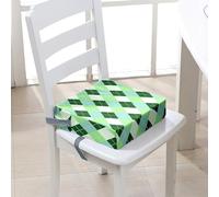 FANSU Rialzo da Sedia per Bambini, Stampa di Reticolo Smontabile Cuscino Seduta per Sedia Cuscino Alzasedia con Cinghie Lavabile per Seggioloni Alza Sedia (Verde,40x40x10cm)