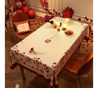 FANSU Rouge Nappe Rectangulaire Imperméable, PVC Nappe de Table Exterieur Protection de Table pour Salle à Manger, Jardin, fête, Mariage (Forma del cuore 5,140 * 220CM)