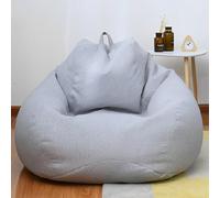 FANSU Sacco Puff Poltrona, Tinta Unita Sacco Puff Poltrona senza Riempimento, Cotone e Lino Copridivano a Fagiolo Funda para Fagiolo para Guardar Ropa, Edredones (Grigio chiaro,M-90x100cm)