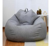 FANSU Sacco Puff Poltrona, Tinta Unita Sacco Puff Poltrona senza Riempimento, Cotone e Lino Copridivano a Fagiolo Funda para Fagiolo para Guardar Ropa, Edredones (Grigio scuro,L-100x110cm)