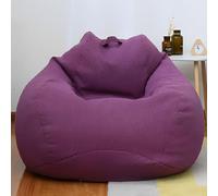 FANSU Sacco Puff Poltrona, Tinta Unita Sacco Puff Poltrona senza Riempimento, Cotone e Lino Copridivano a Fagiolo Funda para Fagiolo para Guardar Ropa, Edredones (Viola,XL-100x120cm)