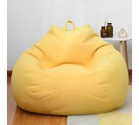FANSU Sacco Puff Poltrona, Tinta Unita Sacco Puff Poltrona senza Riempimento, Cotone e Lino Copridivano a Fagiolo Funda para Fagiolo para Guardar Ropa, Edredones (Giallo,XL-100x120cm)