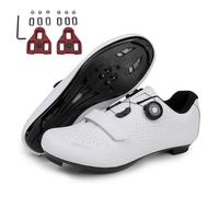 FANSU Scarpe Ciclismo Strada Donna, Unisex Bianco Scarpe da Bici Compatibile con SPD e Delta Blocco Pedale, MTB Scarpe da Bicicletta Compatible with Peloton
