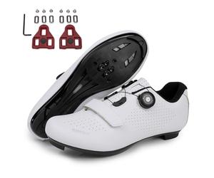 FANSU Scarpe Ciclismo Strada Donna, Unisex Bianco Scarpe da Bici Compatibile con SPD e Delta Blocco Pedale, MTB Scarpe da Bicicletta Compatible with Peloton