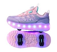 FANSU Scarpe con Rotelle per Bambina e Bambino, 2 in 1 Sportive Scarpe da Skateboard a 4 Ruote a Scomparsa Sneakers da Ginnastica da Pattini Unisex per Skateboard 29-40 EU