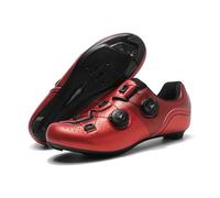 FANSU Scarpe da Ciclismo Uomo con Lacci Rotanti, Scarpe da Bike per Bici per Gli Sport Indoor & Outdoor, Traspirante Scarpe da Diclismo Compatibili SPD & SPD-SL (Rosso,40)