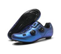 FANSU Scarpe da Ciclismo Uomo con Lacci Rotanti, Scarpe da Bike per Bici per Gli Sport Indoor & Outdoor, Traspirante Scarpe da Diclismo Compatibili SPD & SPD-SL (Blu,41)