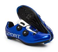 FANSU Scarpe da Ciclismo Uomo con Lacci Rotanti, Scarpe da Bike per Bici per Gli Sport Indoor & Outdoor, Rosso e Blu Scarpe da Diclismo Compatibili SPD & SPD-SL (Blu,47)