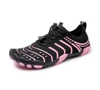 FANSU Scarpe da Scoglio per Donna e Uomo Barefoot Traspiranti, Scarpette da Spiaggia Antiscivolo per Surf e Snorkeling, Pantofole da Mare Leggere per Piscina e Yoga, Unisex (T83 Nero/Rosa,46)