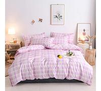 FANSU Set Copripiumino e Federa in Morbido Microfibra,Stampa di Plaid Nordico Vintage,Parure Copripiumino di Matrimoniale con Cerniera per Doppio/Singolo Letto (220x240cm,Rosa Viola)