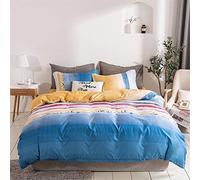 FANSU Set Copripiumino e Federa in Morbido Microfibra,Stampa di Strisce Minimalismo,Parure Copripiumino di Matrimoniale con Cerniera per Doppio Singolo (200x200cm,Blu + Giallo)