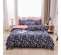 FANSU Set Copripiumino Letto Singolo/Matrimoniale,Stampa Piccolo Fresco Floreale Copripiumino Copri e Federa in Morbido Microfibra,Parure Copripiumino con Cerniera (220x240cm,Blu)