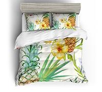 FANSU Set di Biancheria da Letto di 3D Ananas Stile Stampa Digitale, 3 Pezzi in Microfibra con Chiusura e Federa a Cerniera Set Copripiumino Matrimoniale (220x240cm,Pittura)