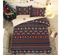 FANSU Set di Biancheria da Letto di Natale Stampa Set Copripiumino in Microfibra per Letto Singolo Matrimoniale King con Chiusura e Federa a Cerniera (Albero di Natale,180x210cm)