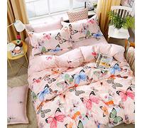 FANSU Set di Biancheria da Letto di Stile Elegante, 3 Pezzi in microfibra con Chiusura e Federa a Cerniera Set Copripiumino Matrimoniale per Coppia Adulti Doppia (220x240cm,Farfalla rosa)