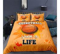 FANSU Set di Biancheria da Letto in Microfibra, 3D Sport Sfera Stampa Set Copripiumino e Federa per Letto Matrimoniale Singolo (180x220cm,Basket)