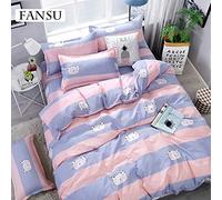 FANSU Set di Biancheria da Letto in Microfibra Matrimoniale con 2 Federa, Animale Carino Modello Parure Copripiumino per Singolo Doppio King con Lenzuola Piane (180x220cm-1.8M,Gatto Viola)